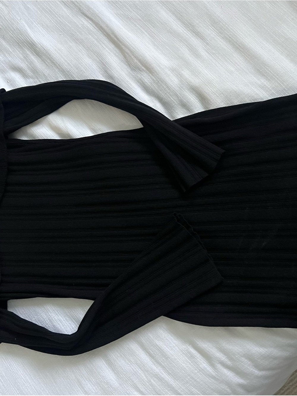 Classic Black Ribbed Long-Sleeve Women's Top